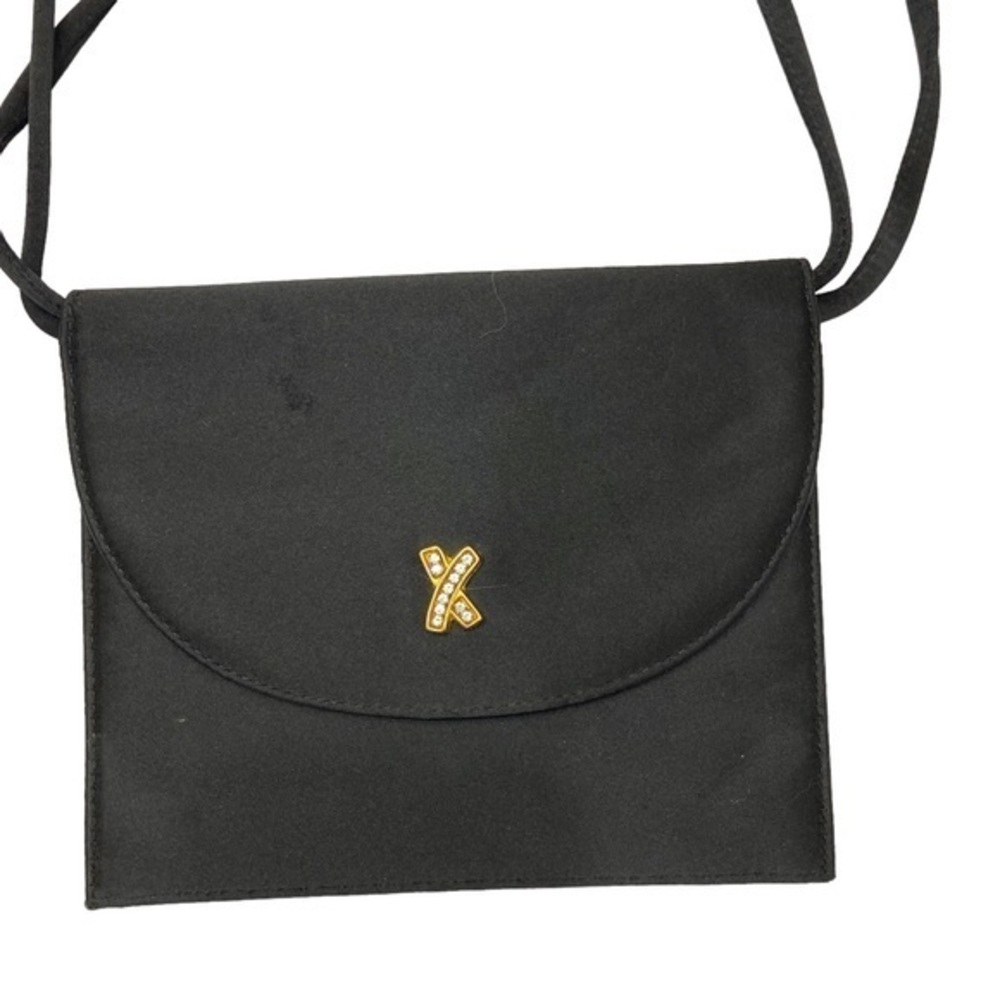Paloma Picasso black satin evening bag with crystal